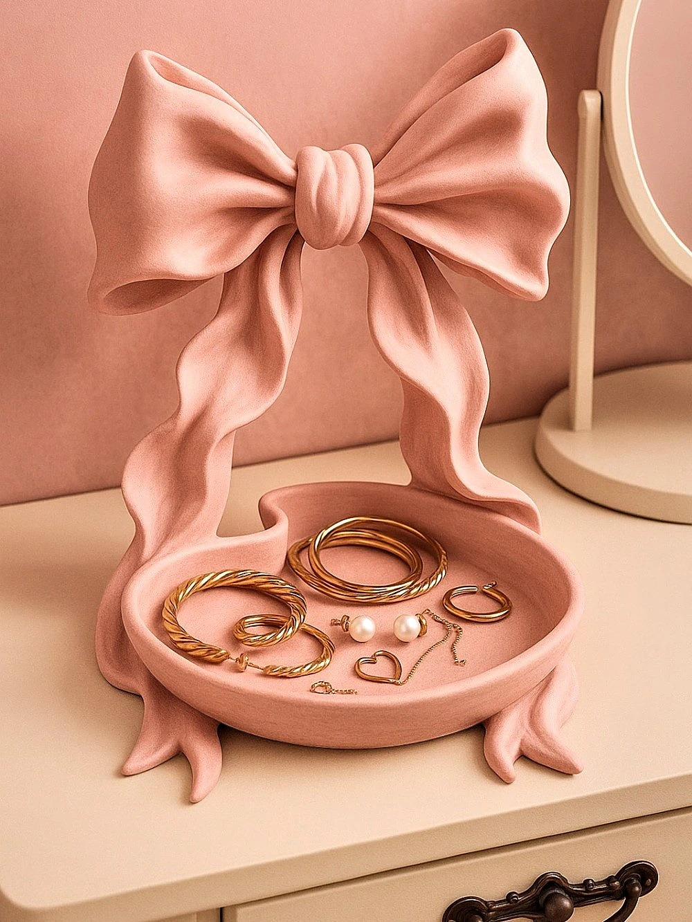 Pink & Gold Bow Jewelry Organizer